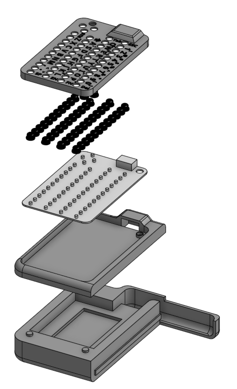 ESPion keyboard and battery housing drawing